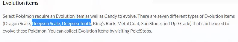 Pokémon GO Entwicklungsgegenstände