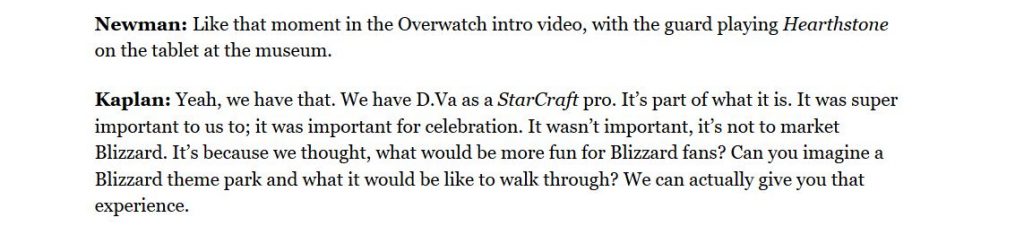 Overwatch BlizzardWorld FOrbes Kaplan Interview D.Va Pro