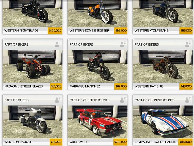 Grand Theft Auto 5 Motorräder