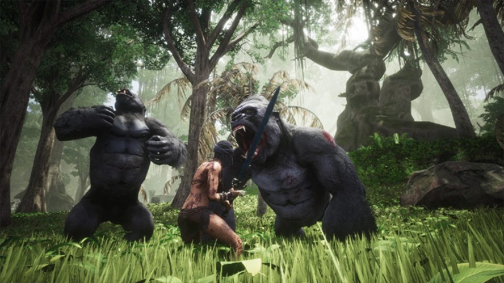 Conan Exiles Screenshot Swamp Exile vs Gorillas