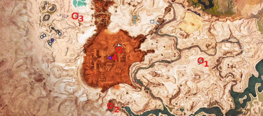 Conan Exiles Karte von der Wüste mit Obelisken
