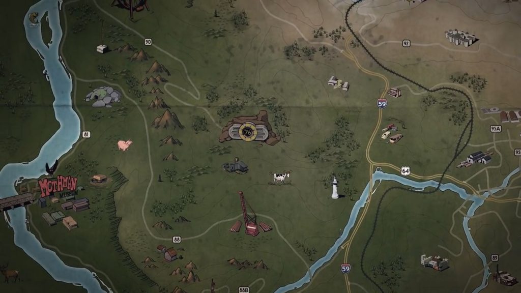 Fallout 76 Gameplay Trailer Screenshot Karte mit Vault 76