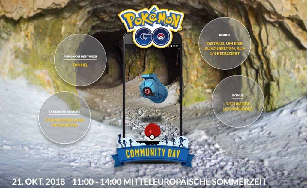 Pokémon GO Community Day Tanhel Übersicht