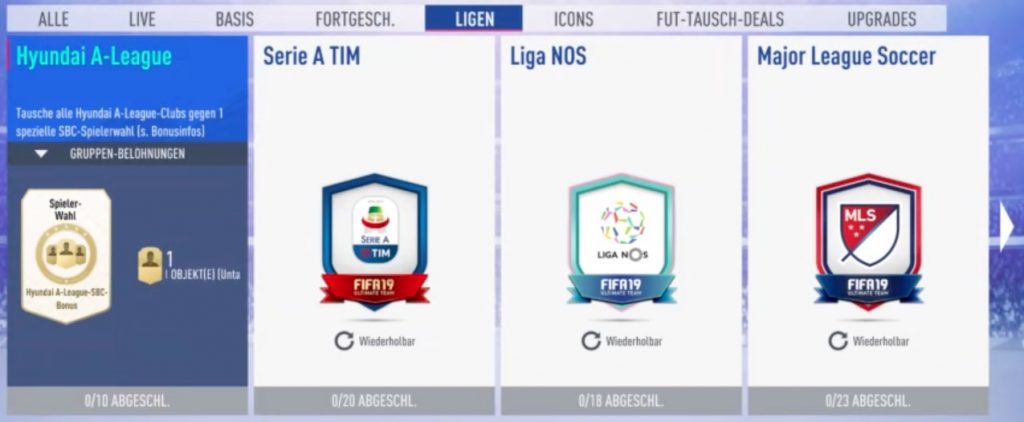 FIFA 19 League SBC Guide Overview