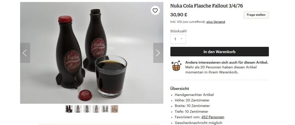 Fallout 76 Etsy Nuka Cola Flaschen