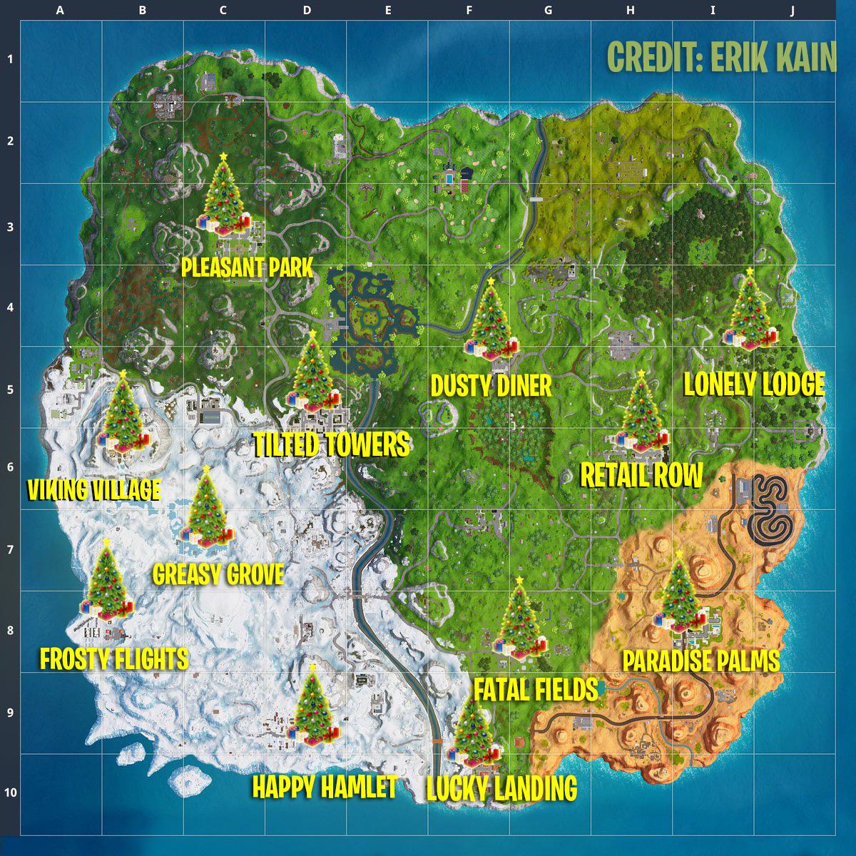 hier findet ihr die tannenbaume in fortnite - fortnite kisten map season 8