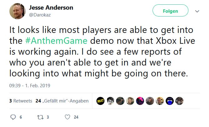Xbox One Twitter problem Fehler Anderson