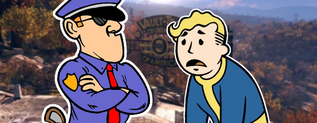 Fallout 76 Polizist ermahnt Vault Boy Titel