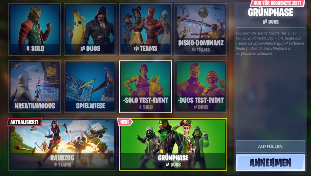 fortnite grunphase - fortnite neues event