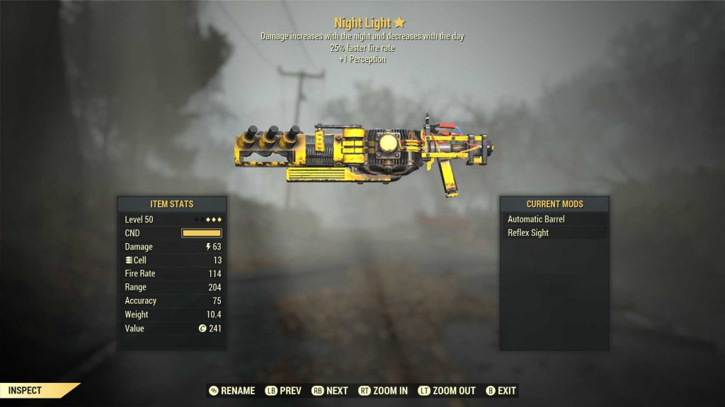 Fallout 76 legendäre Waffe Nachtlicht