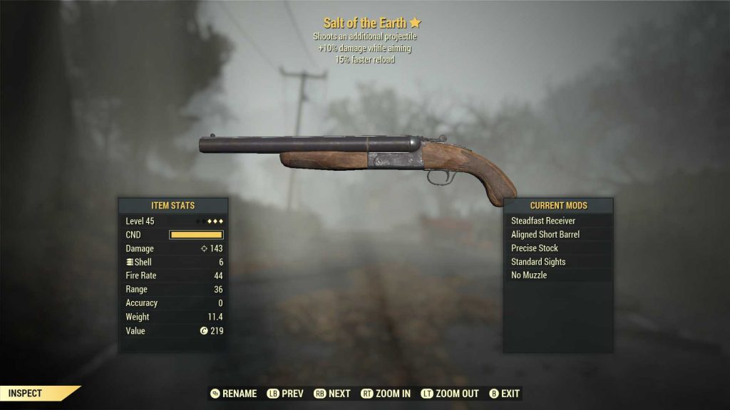 Fallout 76 legendäre Waffe Salz der Erde
