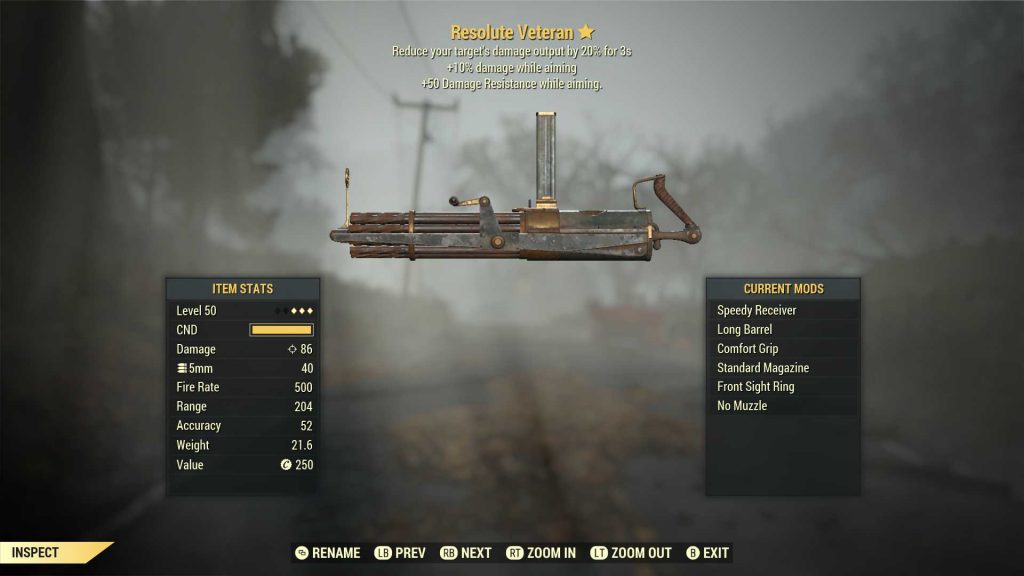 Fallout 76 legendäre Waffe resoluter Veteran