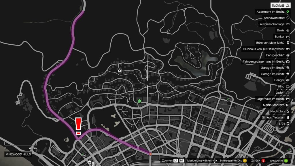 GTA 5 Online Zeitrennen Tongva Valley Streckenverlauf