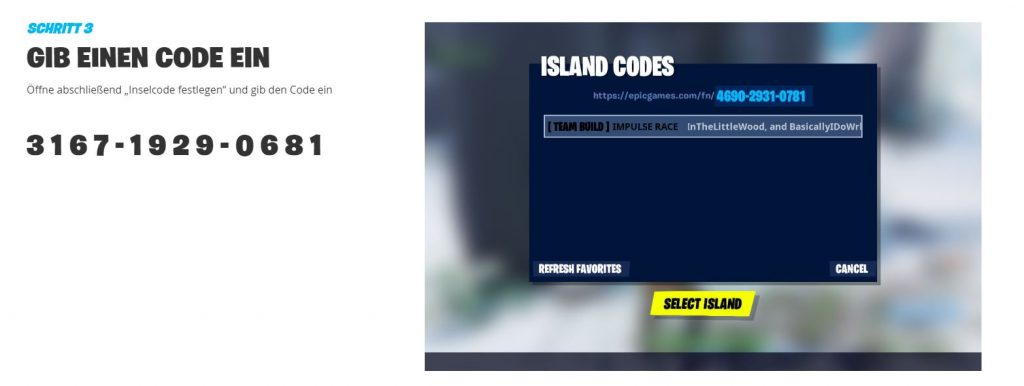 Insel-Code-Fortnite