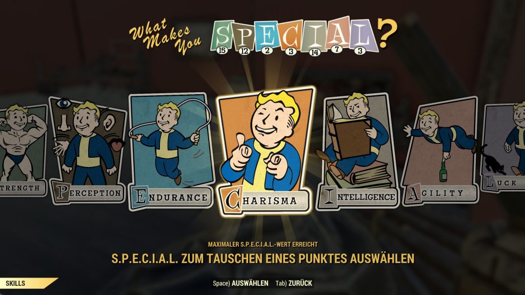 Fallout 76 Perk oder Special Screen
