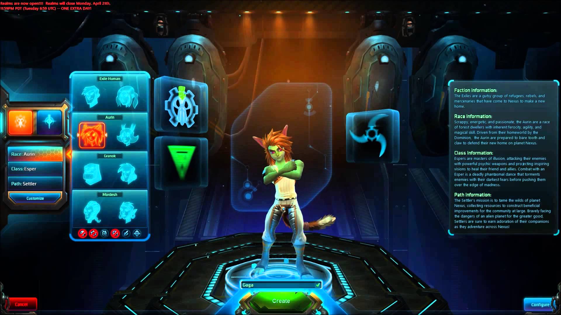 WildStar Charaktererstellung