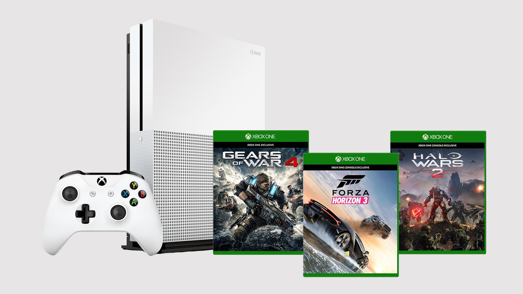 Angebote bei Microsoft: Xbox One S mit Forza Horizon 3, Halo Wars 2 und Gears of War 4
