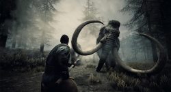 Ein Barbar kämpft im eisigen Norden gegen ein Mammut