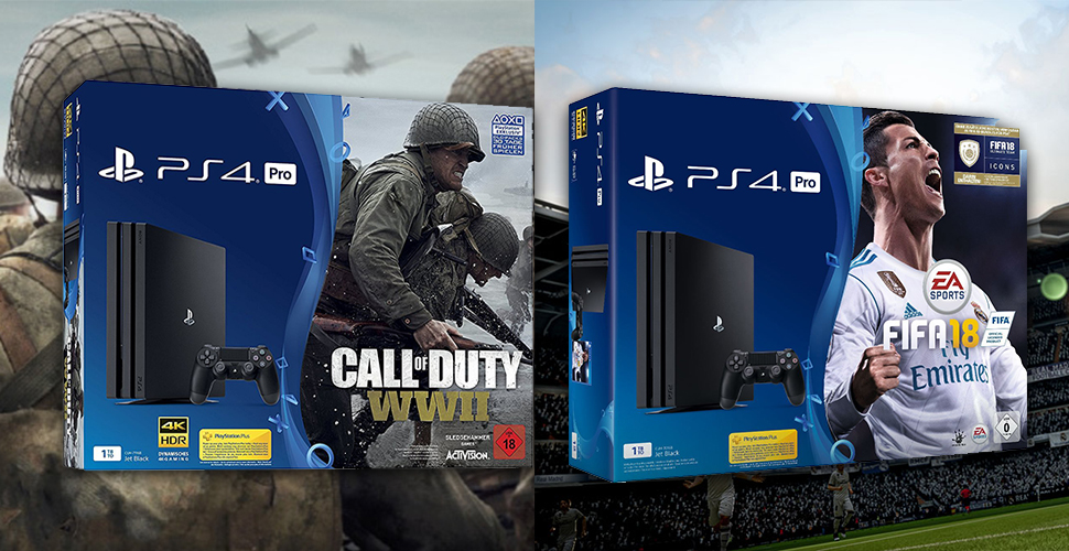 PS4 Pro Bundle mit COD: WW2 oder FIFA 18 für kurze Zeit bei Amazon Cyber Monday im Angebot