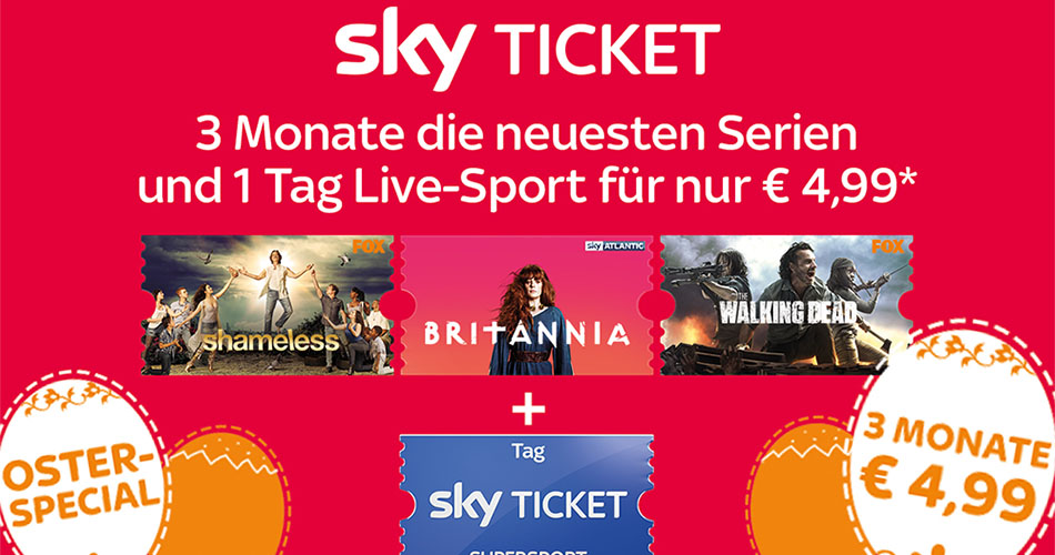 Aktuelles Sky-Angebot – 3 Monate Sky Ticket + 1 Tag Live-Sport für einmalig 4,99 Euro