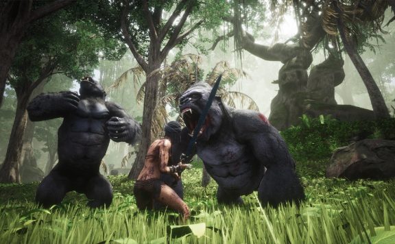 Conan Exiles Screenshot Swamp Exile vs Gorillas