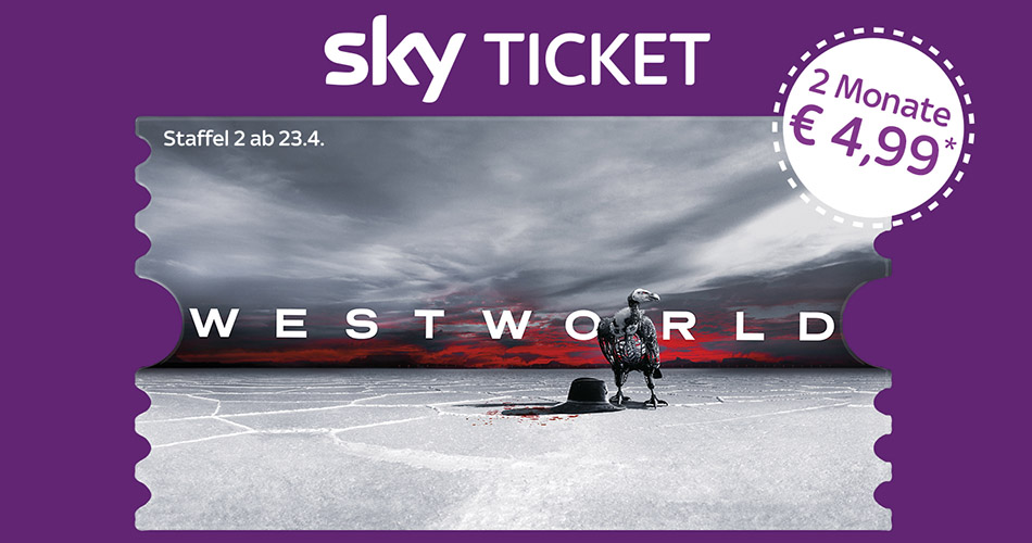 2 Monate Sky Entertainment Ticket für 4,99€ mit Westworld Staffel 2