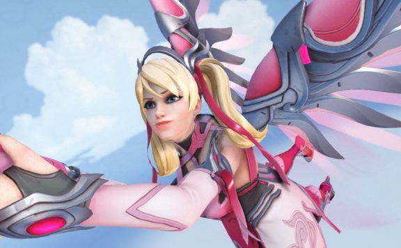 Overwatch Mercy Brustkrebs pink highlight intro titel