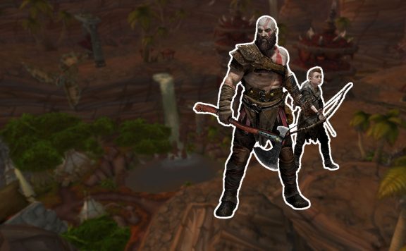 WoW Battle for Azeroth Orgrimmar Screenshot Titel mit Kratos und Atreus