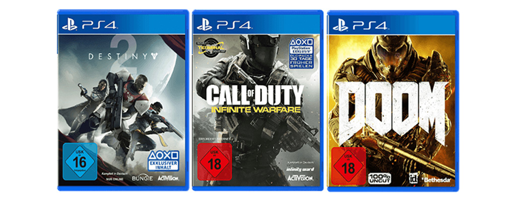 Spiele-Bundle für PS4: Destiny 2, DOOM und CoD: Infinite Warfare für 23,99€