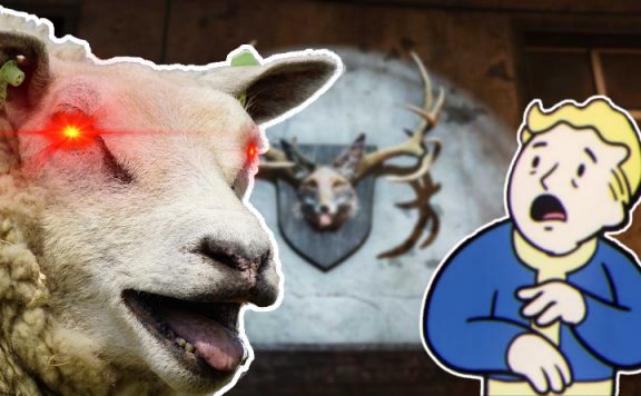 Fallout 76 böses Schaf Sheepsquatch erschreckt vault Boy