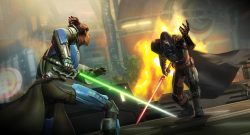SWTOR Onslaught Duell zweier Leute mit Lichtschwertern