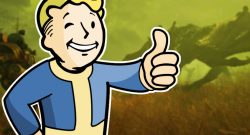 Fallout 76 Power Armor bekämpft Brandbestie Titel Vault Boy findet das gut