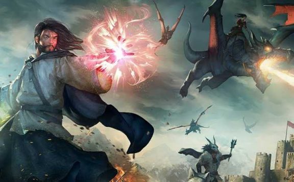 Citadel Forged with Fire Titelbild mit Drachen und Magier