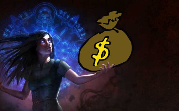 Path of Exile Hexe hält Geld Titel