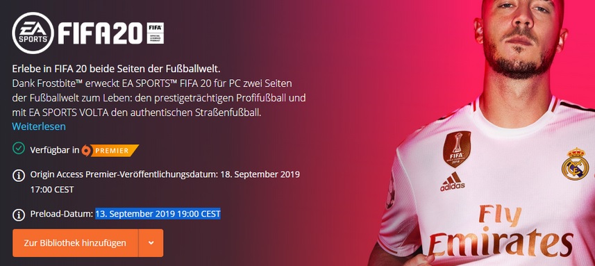 Die Ersten laden FIFA 20 bereits herunter So groß ist