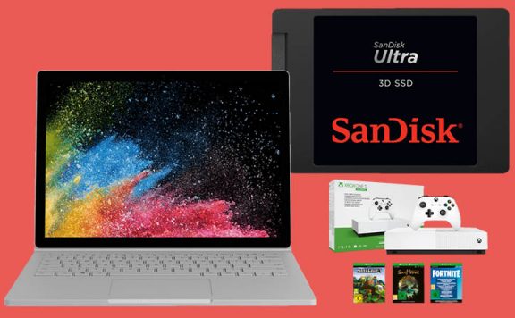 MediaMarkt Prospekt mit Angeboten für Surface Book 2 und eine SSD