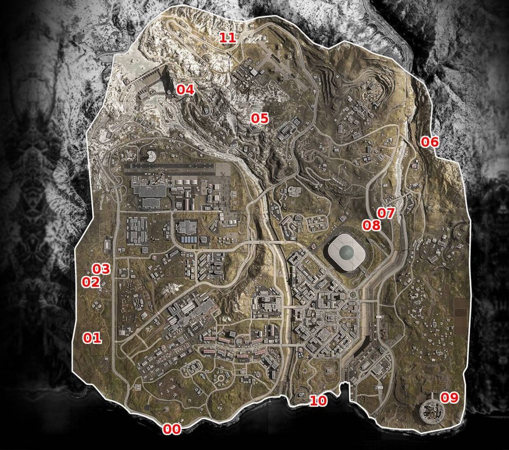 CoD Warzone Bunker Map alle Bunker mit Zahlen