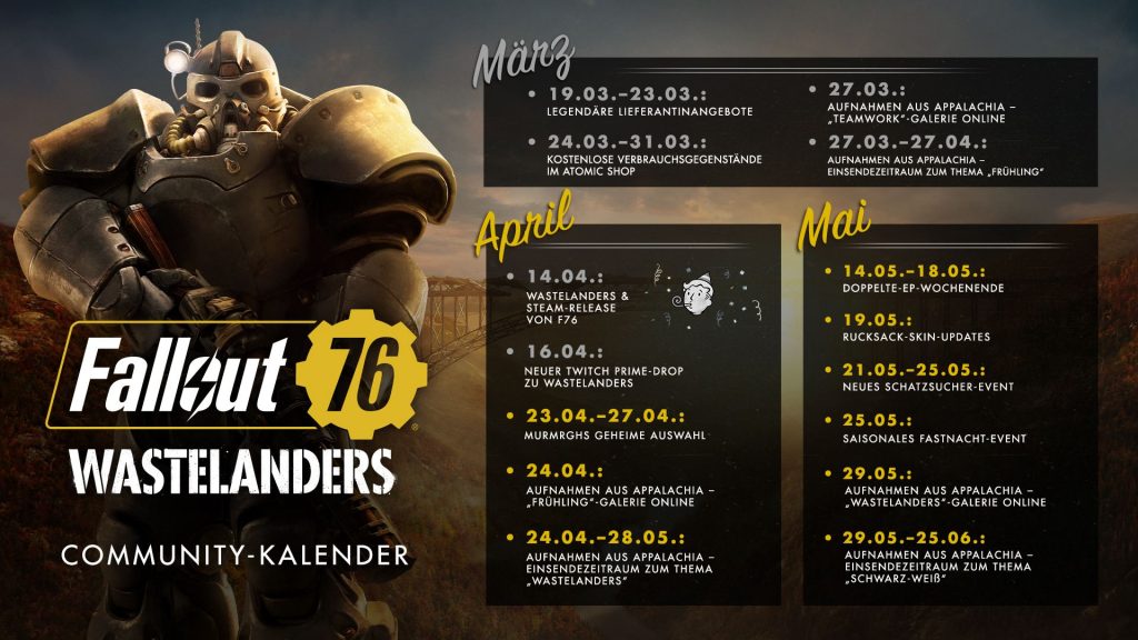 Fallout 76 Wastelanders Community Calendar