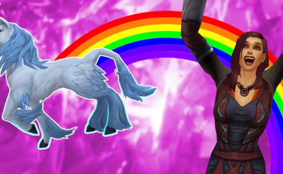 WoW Monohorn Unicorn Rainbow cheer human female title titel 1140x445