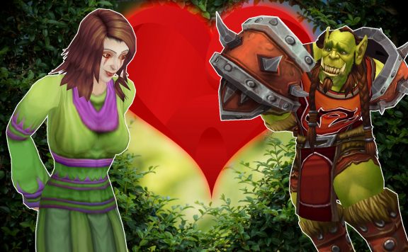 WoW Orc male human female shy heart background titel title 1920x1080