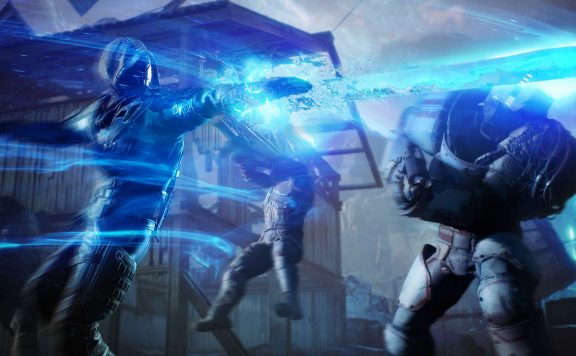 Outriders blau Strahl