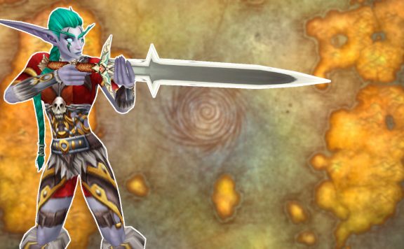 WoW Night Elf Hunter Aiming with sword titel title 1280x720
