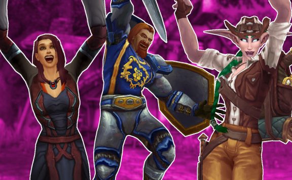 WoW human night elf cheering infront of goldshire titel title 1280x720