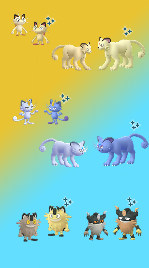 Pokémon GO Mauzi Familie Shiny
