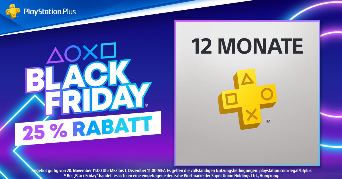 PS Store: 12 Monate PS Plus 25% günstiger im Black Friday Sale