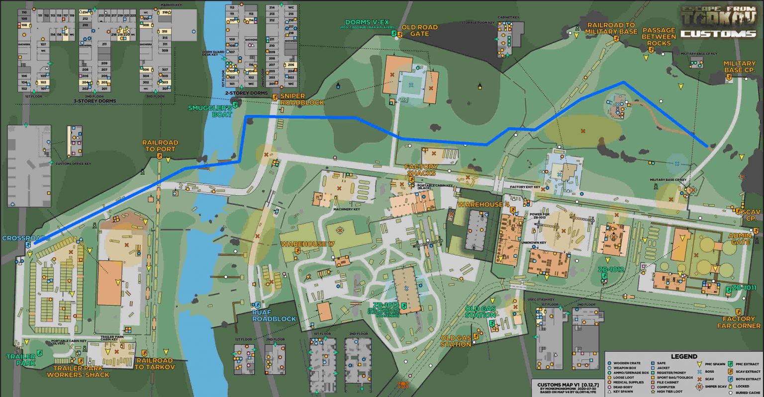 Escape From Tarkov Maps Zollgelaende Sichere Route Update 1536x799 