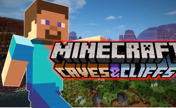 Minecraft Steve Caves and Cliffs titel title 1280x720