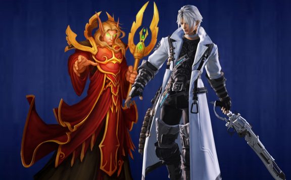 World of Warcraft Charakter neben Final Fantasy 14 Charakter