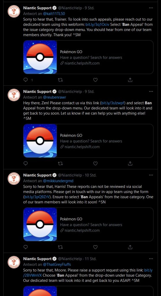 Pokémon GO Niantic Support Bann