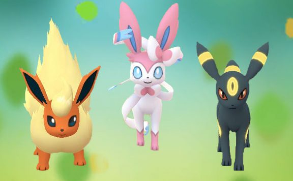 Pokémon-GO-Flamara,-Nachtara,-Feelinara